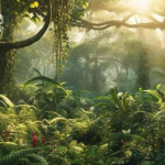 Rainforest image. As climate change brings drier conditions, portions of the Amazonian rainforest may be affected.