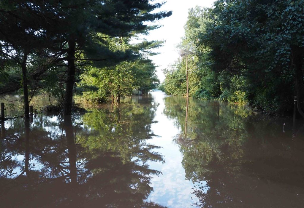 Rutgers scientists are finding ways to help municipalities design land that is more resilient to extreme weather. Tropical storm Ida in 2021 inflicted devastating destruction in the Northeast, such as can be seen on River Road in Hillsborough, N.J.
Courtesy of Peter Coady