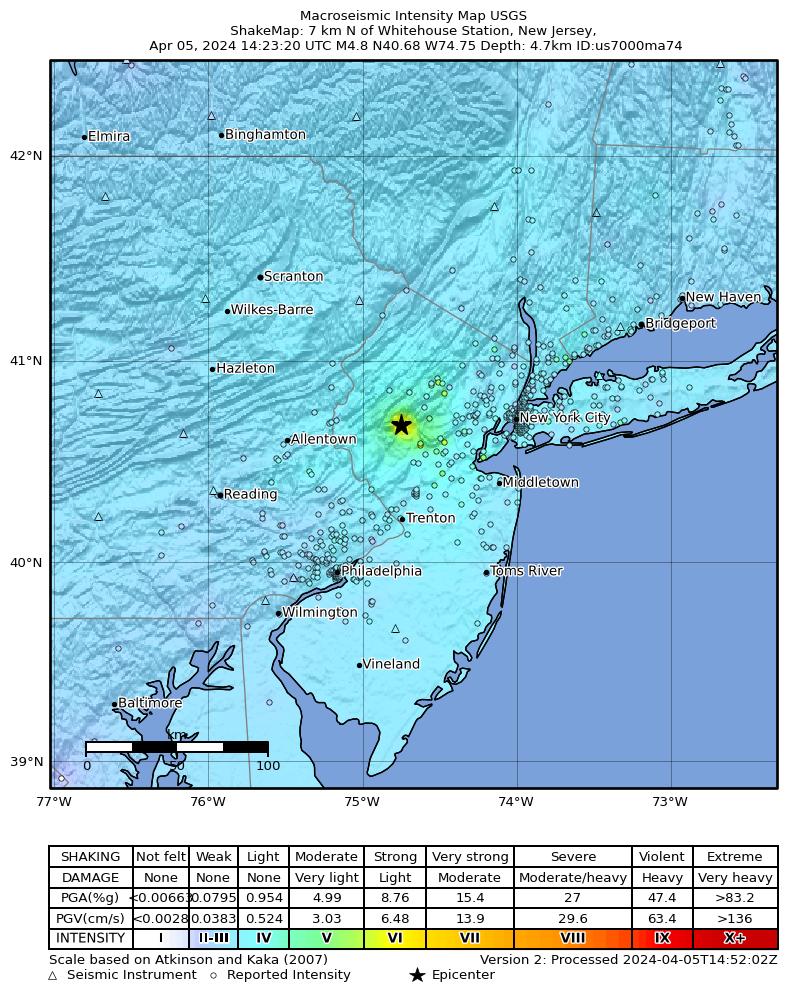 USGS Earthquake shake map