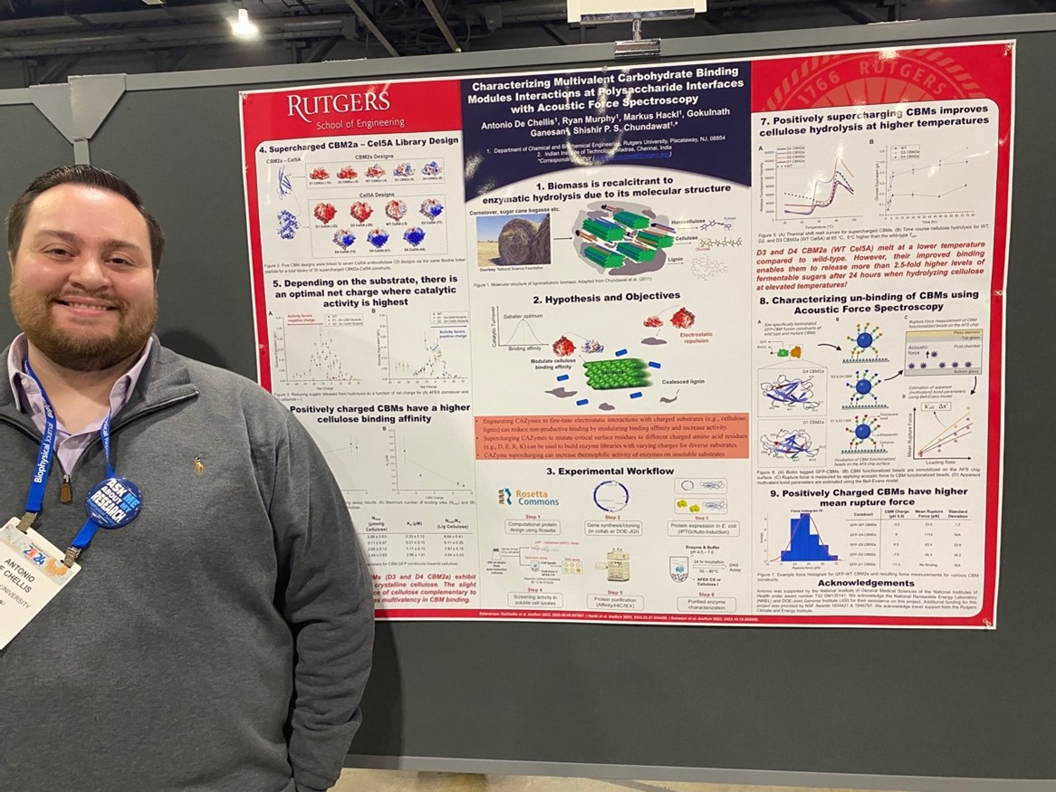 Antonio De Chellis presenting his research on engineered enzymes for biofuel production at the BPS annual meeting poster session