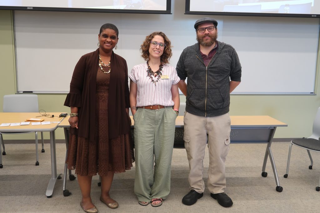 Guest speakers from left to right: Olivia Glenn (Chief of Staff and Senior Advisor for Equity, U.S. Environmental Protection Agency), Elizabeth Moss (Extension Associate at West Virginia State University), and Nathan Kleinman (Experimental Farm Network). 