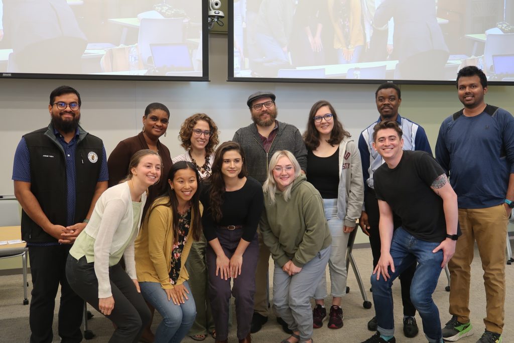 GradCAMP scholars, guest speakers, and staff at West Virginia State University.
Top row from left to right: Jorge Vera (West Virginia State University), Olivia Glenn, Elizabeth Moss, and Nathan Kleinman, Sara Alimoradi (Vermont Law & Graduate School), Davidson Obilor Nwaonu (University of Delaware), Anoob Prakash (University of Vermont).  Bottom row from left to right: Griffin Kaulback (University of Maryland), Shannon Dickey (Rutgers University), Michelle Nikfarjam(University of Vermont), Lauren Cheshire (West Virginia University), Dominick Cifelli (West Virginia University).
