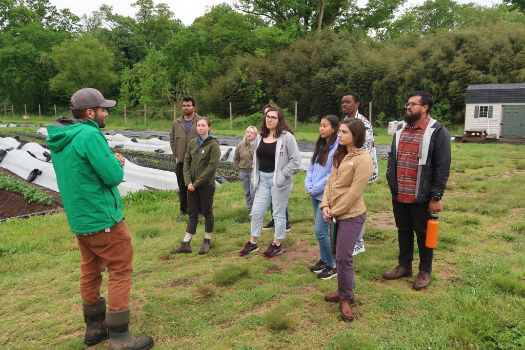 Scholars with Rutgers University’s Student Farm Manager Alex Sawatzky in New Brunswick, New Jersey. 