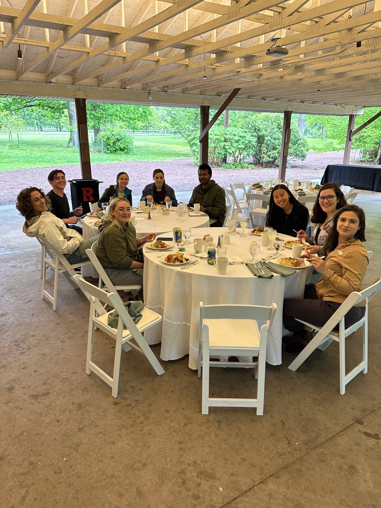 Scholars enjoy dinner at Rutgers University Gardens.