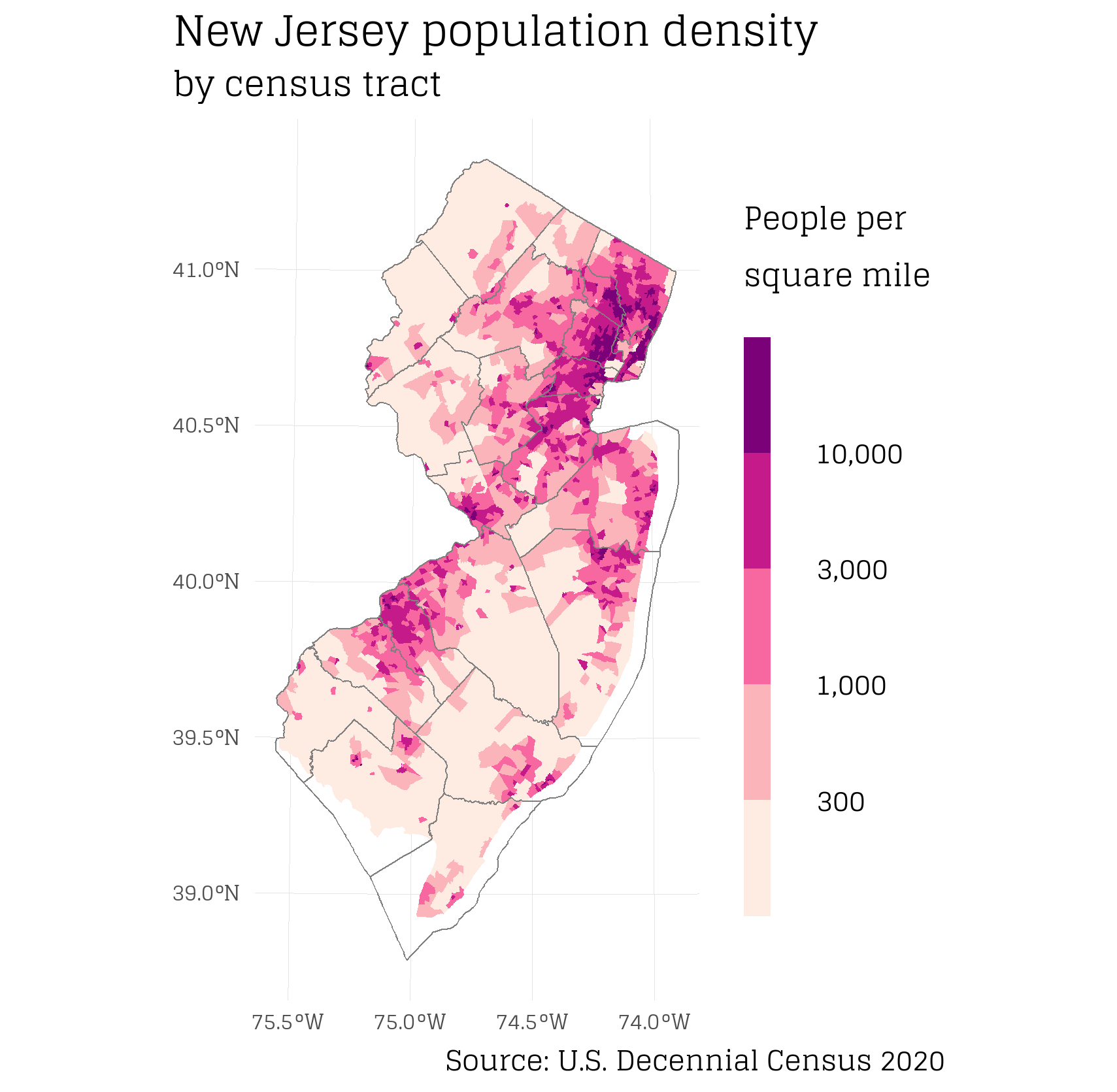 New Jersey Population Density by Census Tract