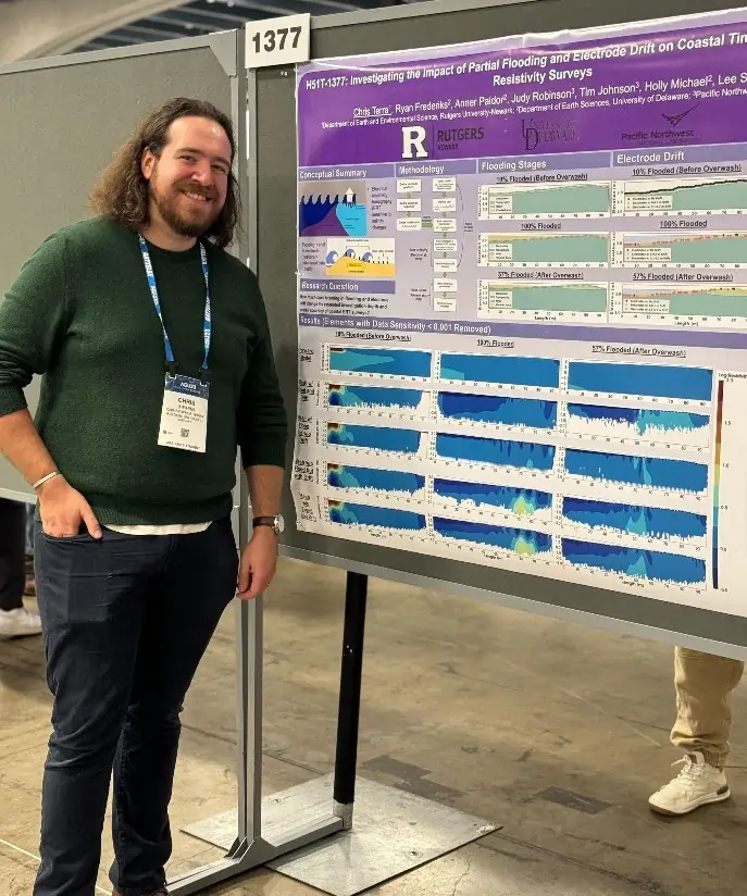 Christoper Terra presenting his poster at AGU Annual Meeting