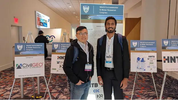 Eshwanth and his advisor Dr. Roger Wang at the EWRI conference 2024 in Milwaukee, WI.