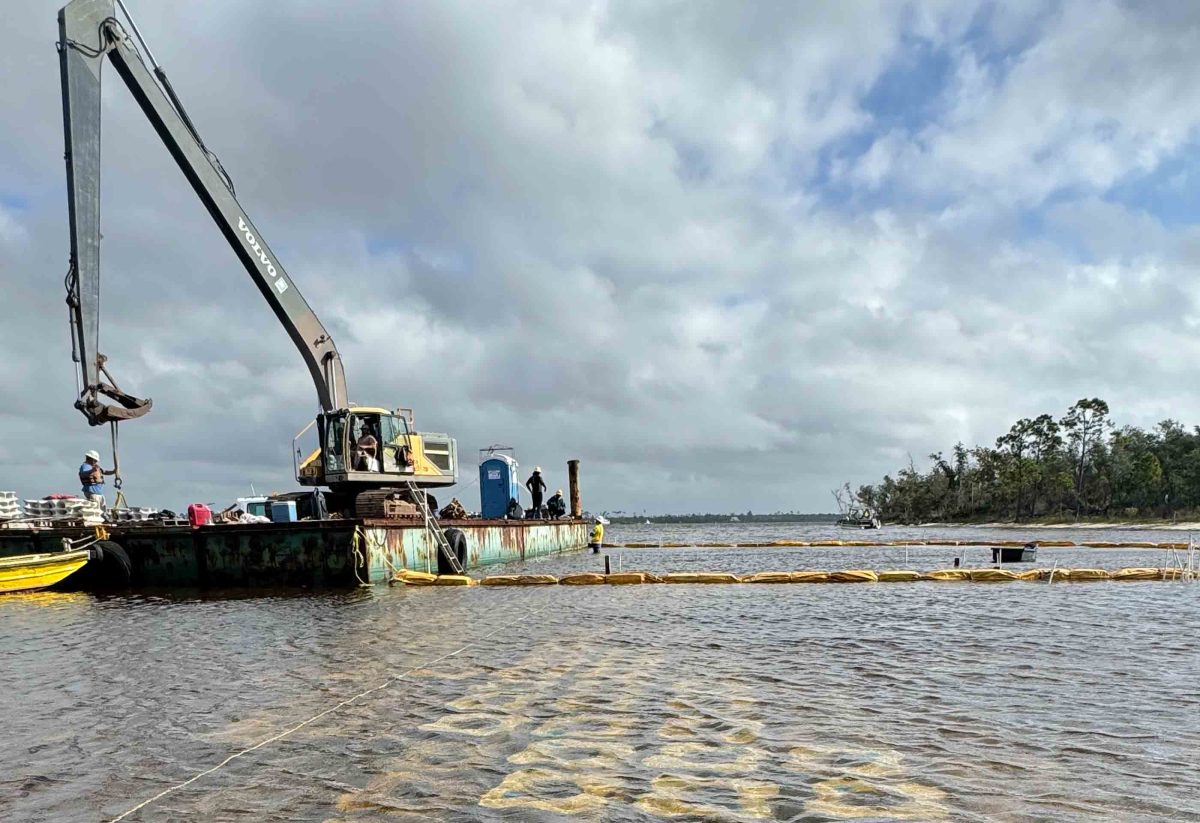 U.S. Air Force officials are installing a new kind of Rutgers-designed structure in the waters of St. Andrew Bay on the shore of the Tyndall U.S. Air Force Base in Northwest Florida to protect the base from storms.