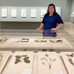 Botanist Lena Struwe in front of the Hilma af Klint’ exhibit.