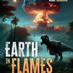 The cover of RCEI affiliate and Distinguished Professor Alan Robock's new book, "Earth in Flames: How an Asteroid Killed the Dinosaurs and How We Can Avoid a Similar Fate From Nuclear Winter" featuring a dinosaur in the wild with a nuclear explosion plume in the background