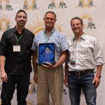 Dan French, Executive Producer, Solar Farm Summit; Dave Specca, Program Lead, Rutgers Agrivoltaics Program; and Ethan Winter, National Smart Solar Director for American Farmland Trust standing next to each other.