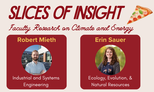 Slices of Insight Faculty Research on Climate and Energy Robert Mieth, Industrial and Systems Engineering Erin Sauer, Ecology, Evolution, & Natural Resources