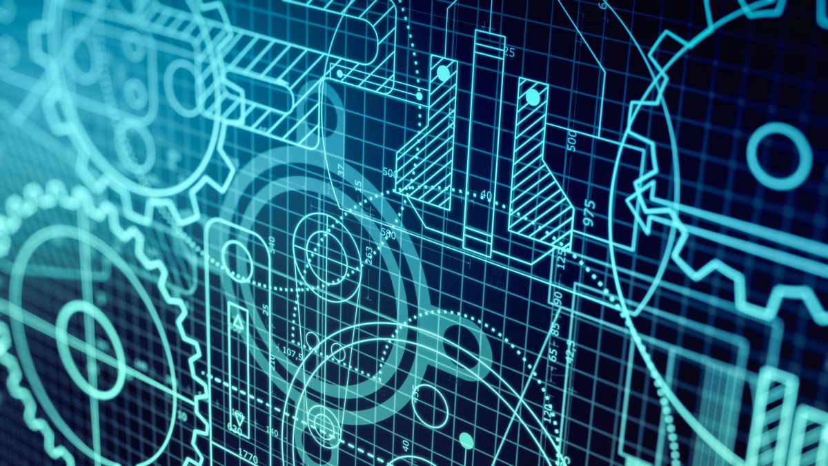 A digital projected conglomeration of miscellaneous icons representing engineering and scientific research