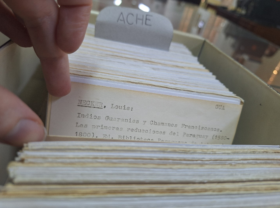 Looking for rare and difficult-to-access texts in the Andres Barbero Ethnographic Museum in Asuncion.